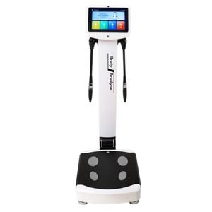 Body composition analyzer with touch screen and hand electrodes